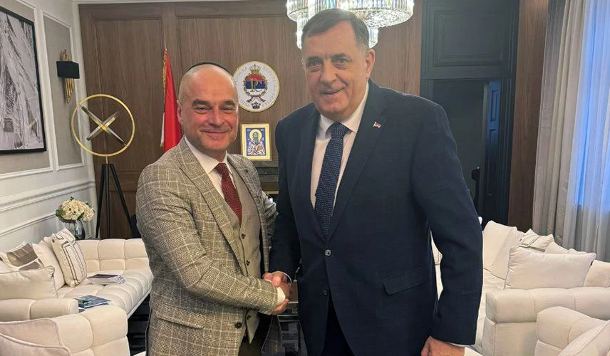The President of Republika Srpska, Milorad Dodik, held talks today in Banja Luka with the member of the Jewish Community of BiH, Frano Yehuda Kolonomos Martinčević.