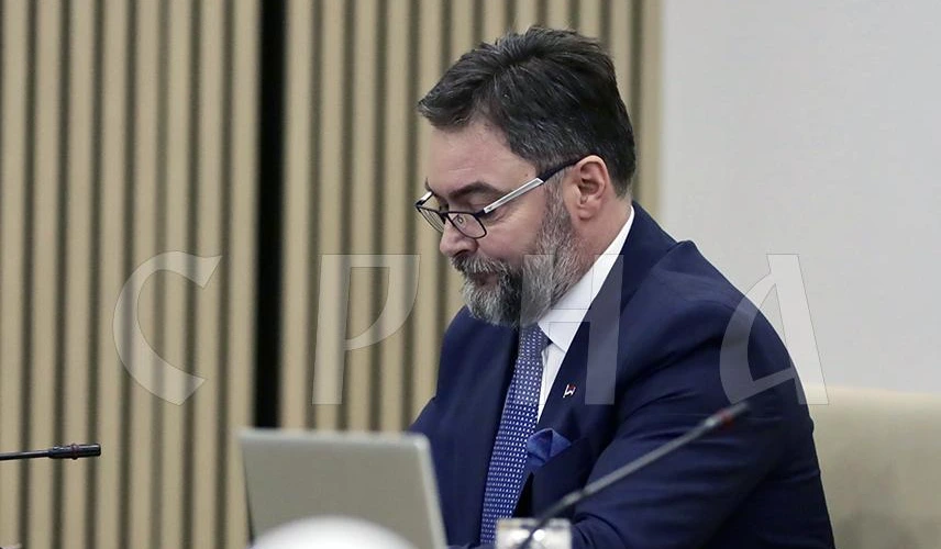 Deputy Chairman of the Council of Ministers Staša Košarac while attending a session of the the Council of Ministers held in Sarajevo.