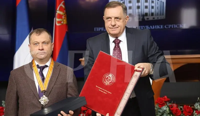 DODIK PRESENTS AWARDS FOR DEVELOPMENT OF RELATIONS BETWEEN MINISTRIES OF INTERNAL AFFAIRS OF SRPSKA AND THE RUSSIAN FEDERATION