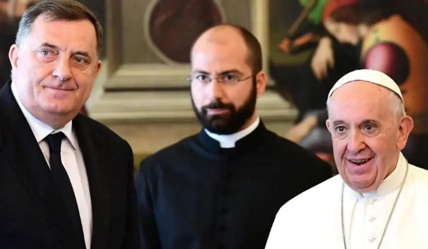 The President of Republika Srpska Milorad Dodik with Pope Francis.