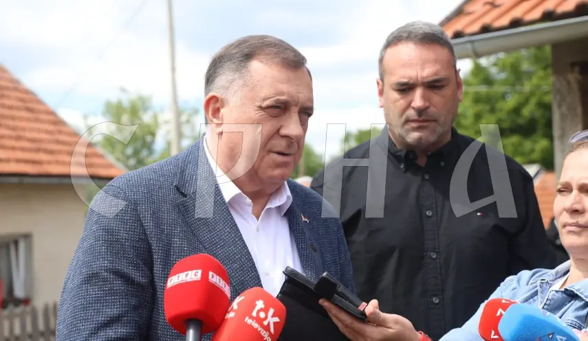 Republika Srpska President Milorad Dodik while adressing the press in Stričići, near Banja Luka.