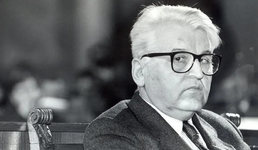 Serbian writer, academic, and politician Dobrica Ćosić /1921–2014/.