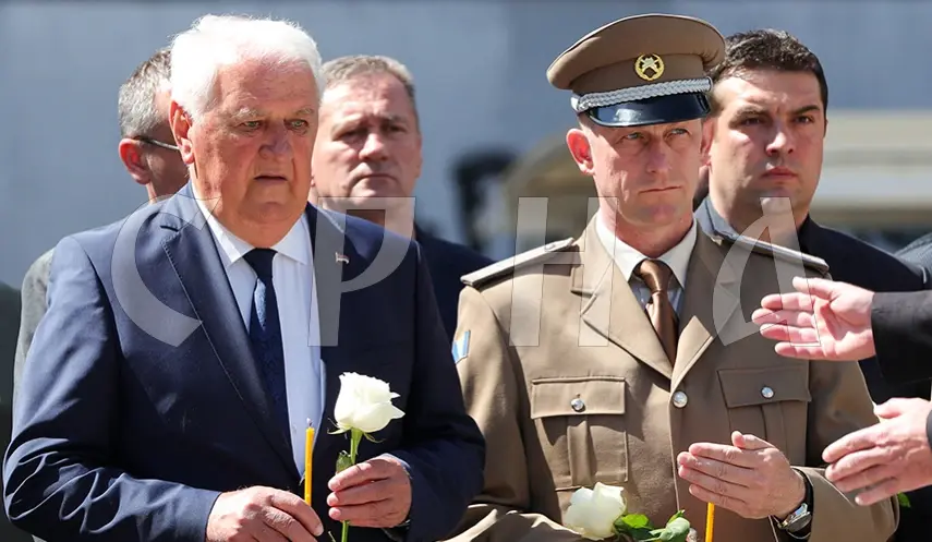The envoy of the Serb member and chairman of the BiH Presidency Boško Tomić attending the commemoration of the 33rd anniversary of the crime against JNA soldiers in Dobrovoljačka Street.