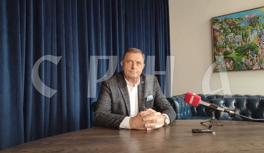 Republika Srpska President Milorad Dodik while talking to the press in Belgrade.