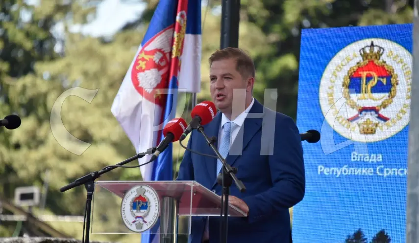 Nikola Vukelić, State Secretary in the Ministry of Labor, Employment, Veteran and Social Policy of the Republic of Serbia while speaking at a ceremony marking the 83rd anniversary of the Battle of Kozara.