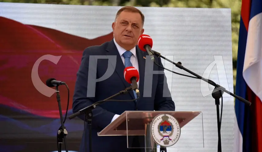 Republika Srpska President Milorad Dodik while speaking at a ceremony marking the 83rd anniversary of the Battle of Kozara.