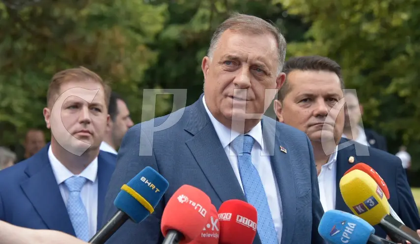 Republika Srpska President Milorad Dodik while adressing the press at the commemoration of the 83rd anniversary of the Battle of Kozara.