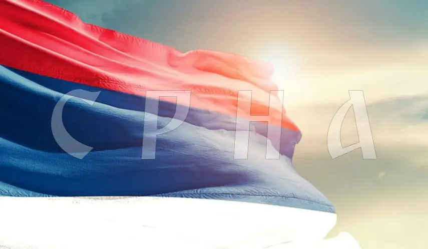 FLAGS OF SRPSKA AND SERBIA PROUDLY FLYING