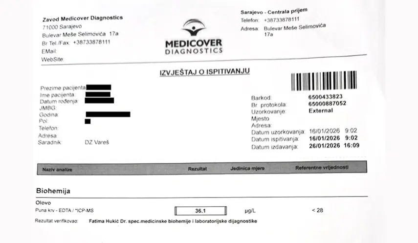 LEAD IN BLOOD OF OVER 100 CITIZENS OF VAREŠ