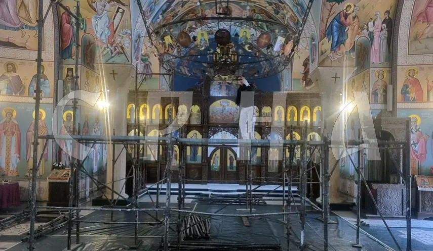 PREPARATIONS FOR FRESCO PAINTING DOME AND CHURCH VAULTS UNDERWAY