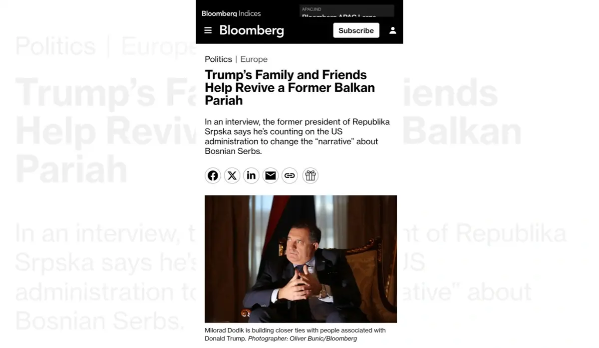 DODIK TO BLOOMBERG: TRUMP CAN CHANGE ANTI-SERB NARRATIVES