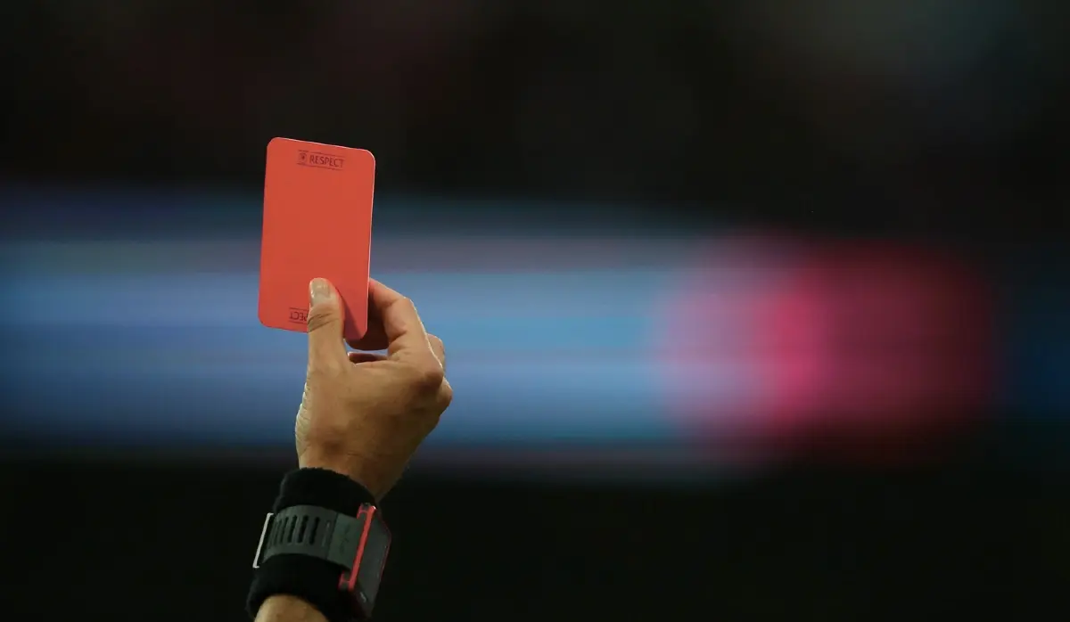 FIRST RED CARD ISSUED UNDER NEW FIFA RULE
