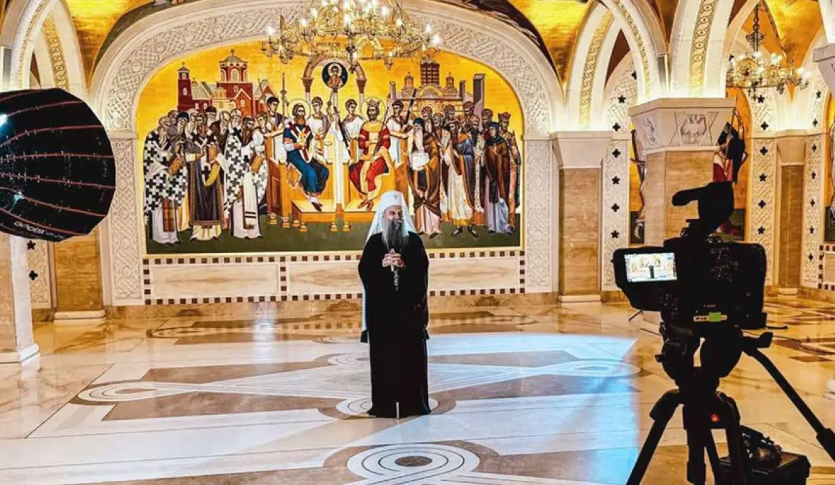 FOOTAGE WITH THE PATRIARCH FILMED AT CHURCH IN VRAČAR FOR SERIES ON SAINT SAVA