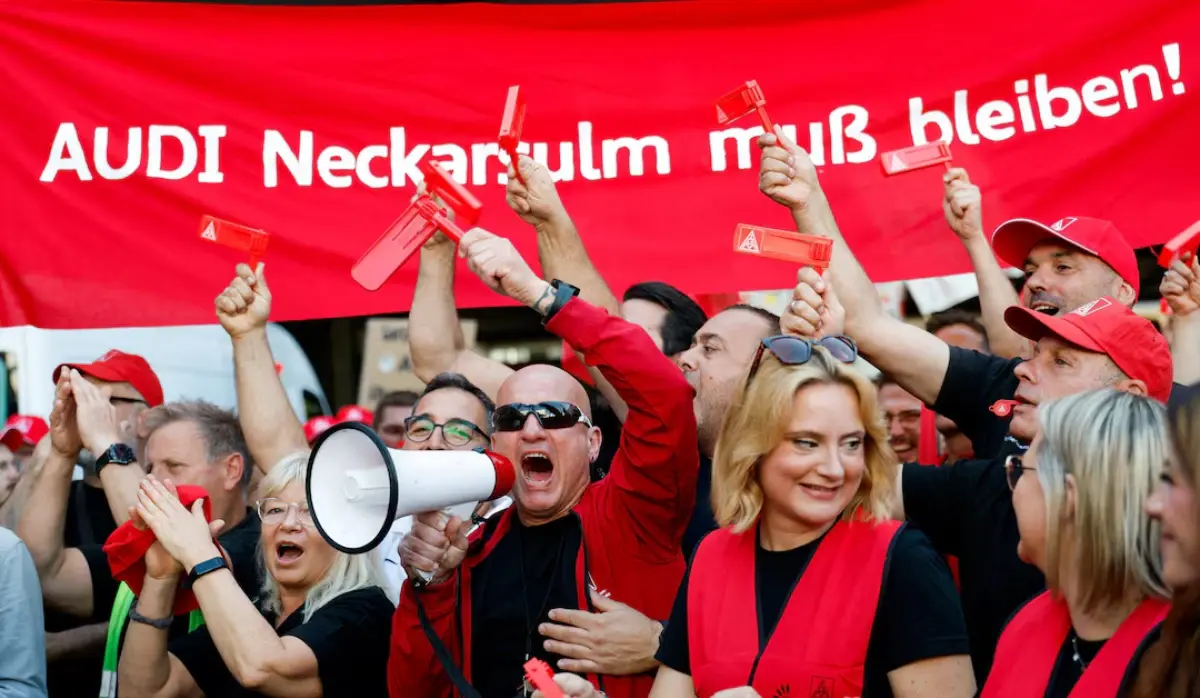 PROTEST OVER POSSIBLE CLOSURE OF AUDI PLANT IN NECKARSULM
