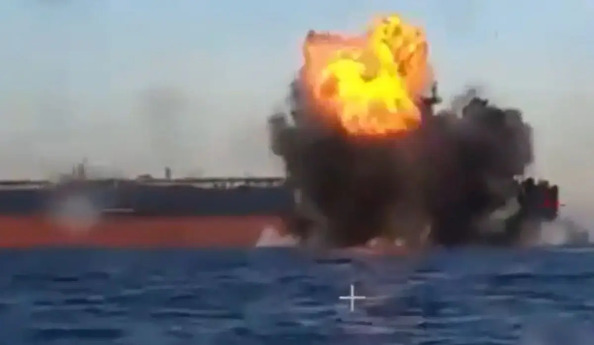 TWO TANKERS EXPOLDE AFTER BEING STRUCK BY MINES