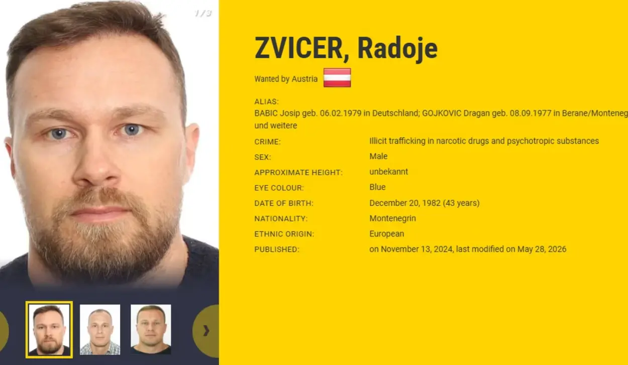 EUR 500,000 REWARD OFFERED FOR INFORMATION ON RADOJE ZVICER