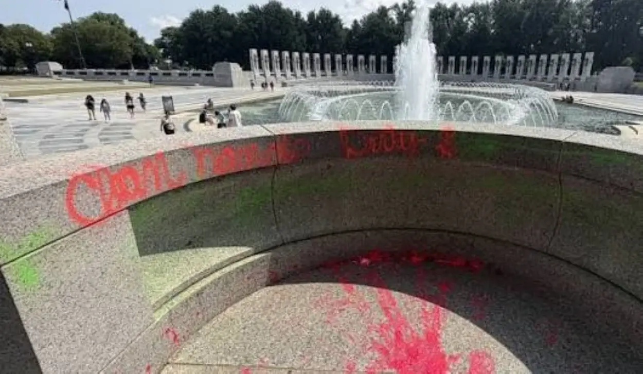 VANDALS DESECRATE MEMORIAL TO WORLD WAR II SOLDIERS IN WASHINGTON
