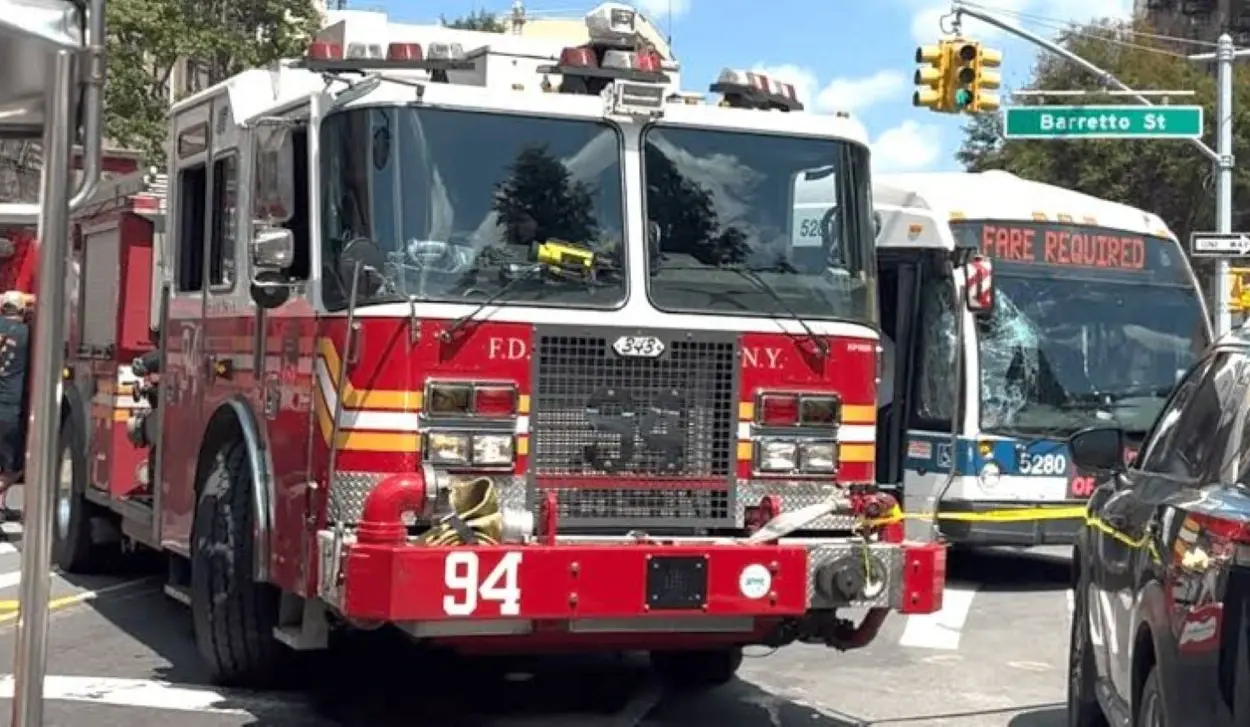 AT LEAST 19 PEOPLE HOSPITALIZED AFTER BUS AND FIRE TRUCK COLLIDE