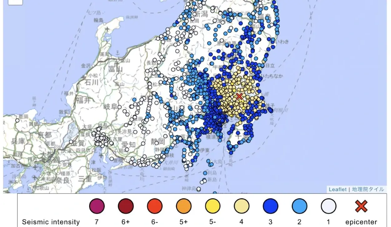 AROUND 40 INJURED IN EARTHQUAKE NEAR TOKYO