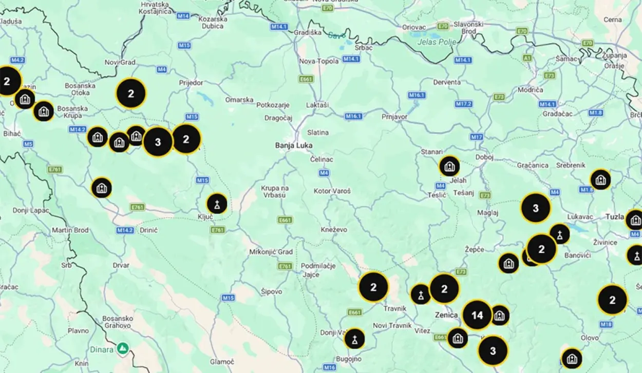 72 LOCATIONS OF DESTROYED SERB CHURCHES AND CEMETERIES DOCUMENTED
