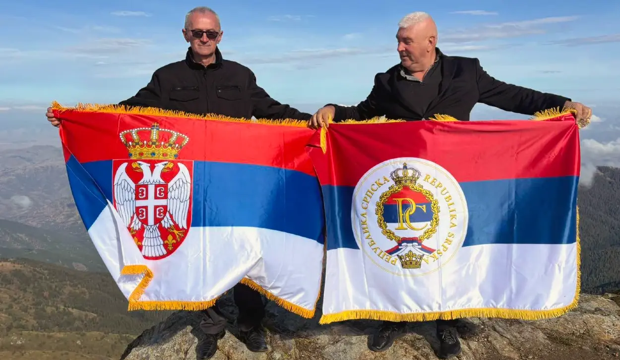 REPUBLIKA SRPSKA FLAG BROKEN OUT AT KAJMAKČALAN SUMMIT