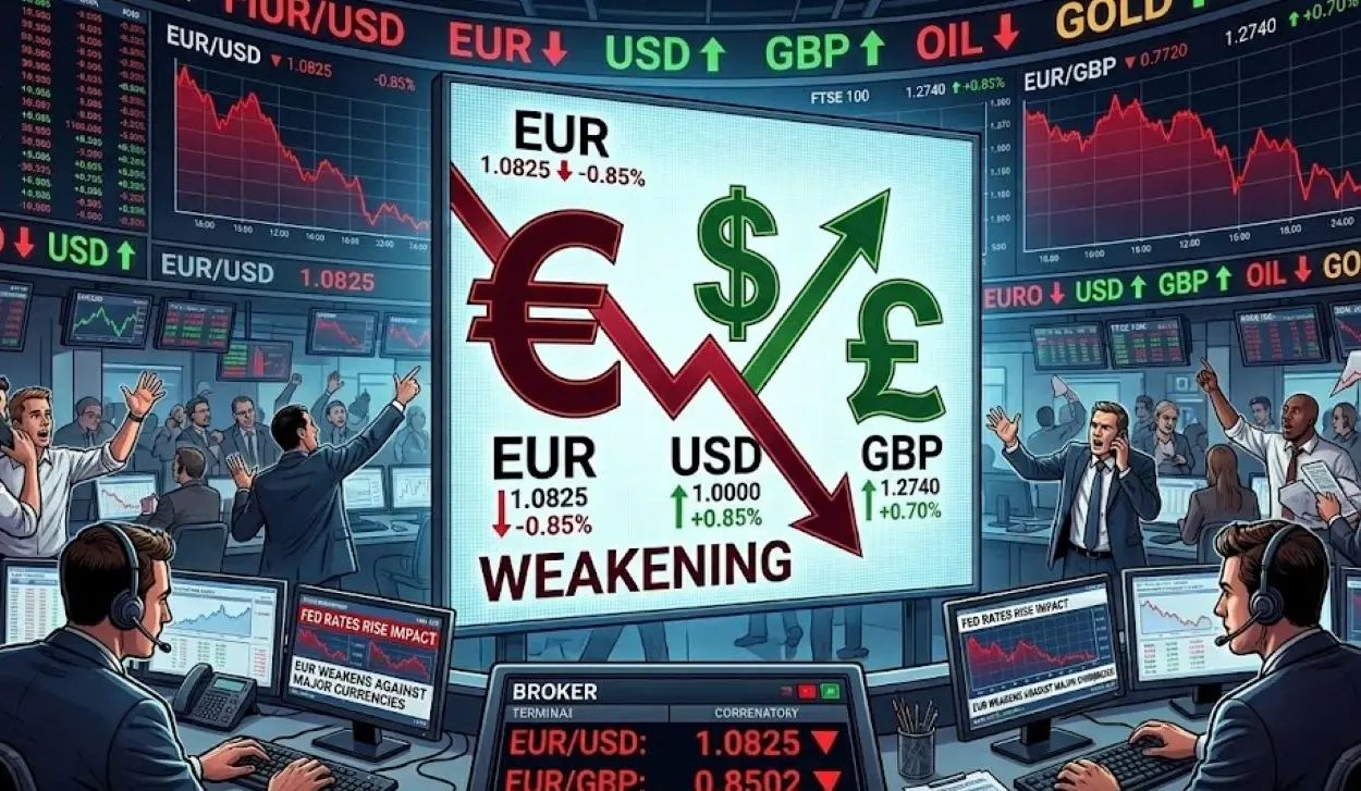EURO WEAKENS FURTHER AGAINST THE DOLLAR AND THE POUND