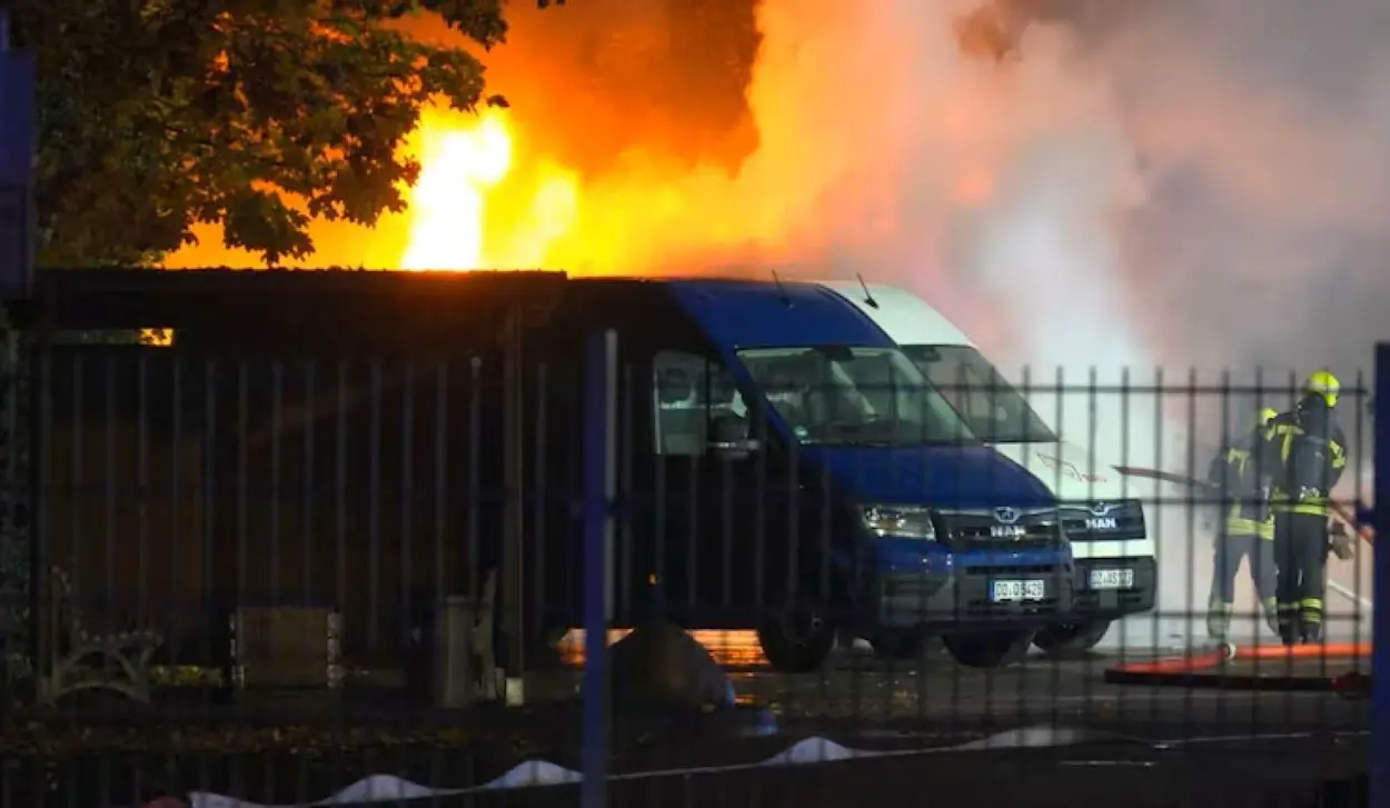 TWENTY TRUCKS SET ON FIRE IN LEIPZIG