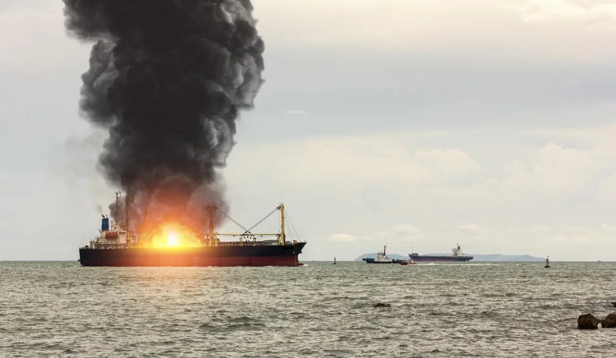 TANKER LOADED WITH CHEMICALS ON FIRE
